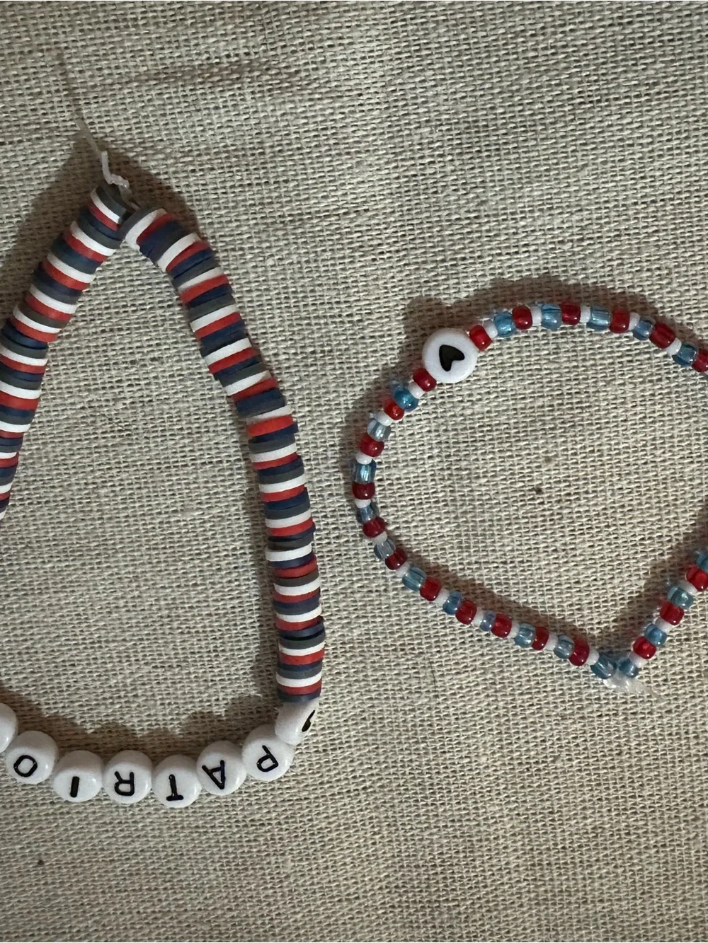 Patriots women’s Beaded Name Necklace & Bracelet Set - Red, Blue, White
